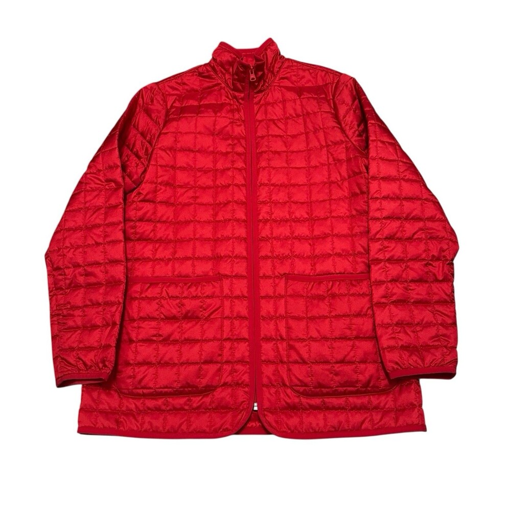 Lands’ end Women’s Candy Apple Red Quilted Prima‎ Loft Jacket Coat Chore Barn S